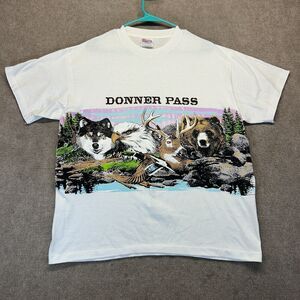 Vintage Donner Pass T Shirt Adult Large Animals Nature Wildside Art Tahoe Hanes